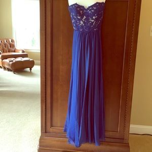 La Femme strapless gown with lace bodice.